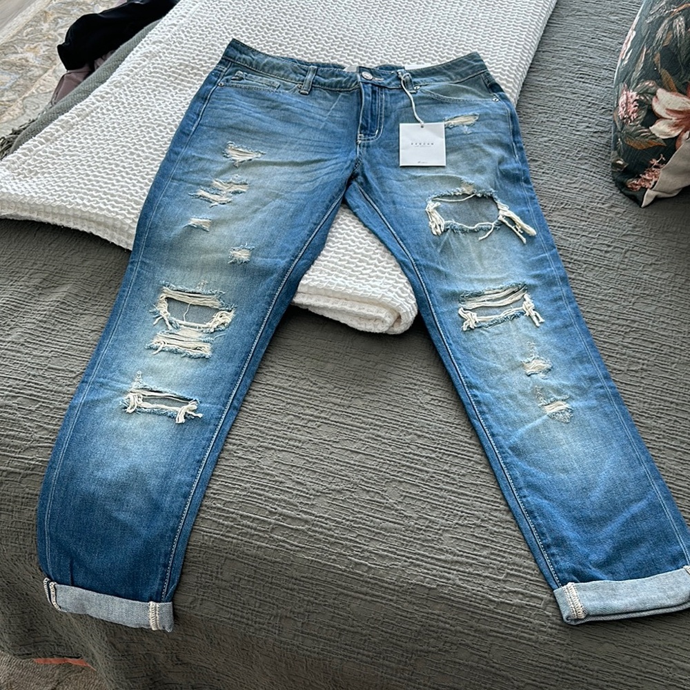 Blue Relaxed Distressed Denim Jeans